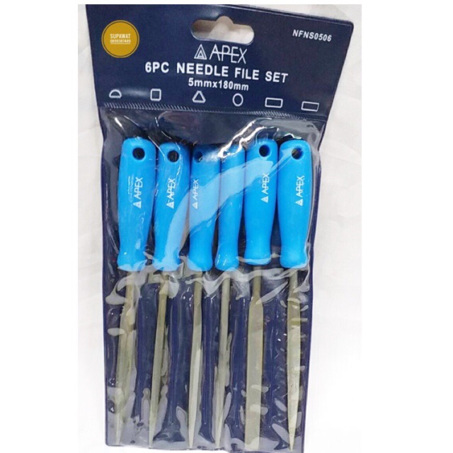 APEX ตะไบพร้อมด้าม 6ตัวชุด 5x180 4x160