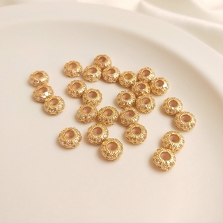 [little Blue] ลูกปัดซิลิโคน ทองแดง 14K ฝังเพทาย ปรับตําแหน่งได้ diy