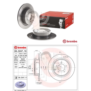 08 C247 11 จานเบรค ล้อ R (ยี่ห้อ BREMBO) รุ่น MITSUBISHI Lancer EX 2.0 (CY4A) ปี2010-&gt;