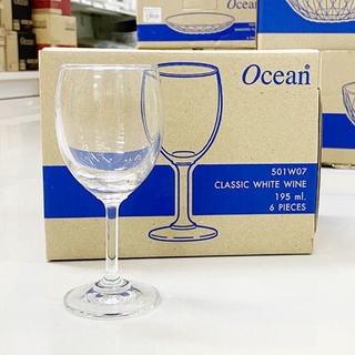 [กล่อง 6ใบ /501W07] แก้วไวน์ขาว 195มล.Ocean White Wine Glass