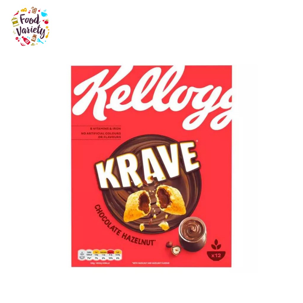 Kellogg’s Krave Chocolate hazelnut 410g เคลล็อกส์ เครฟ ซีเรียลอาหารเช้า สอดใส้ ช็อกโกแลต และ เฮเซลนัท 410g