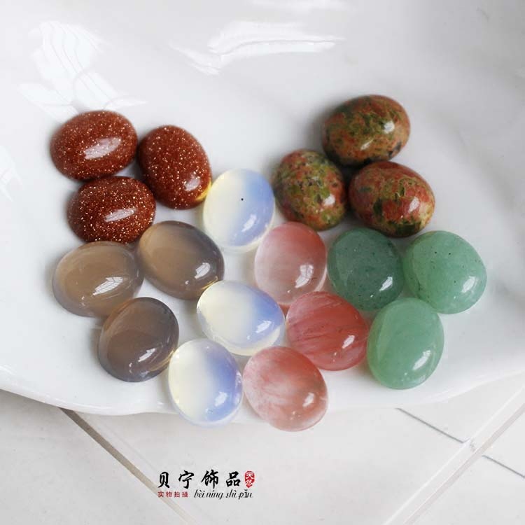 8*10mm natural green aventurine ring noodles protein lime agate gold sandstone patch handmade jewelry accessories