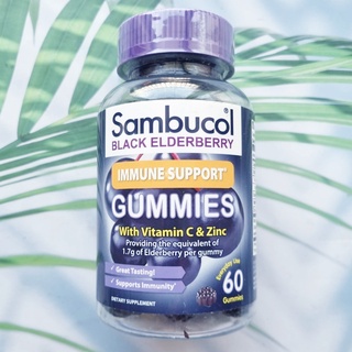 Black Elderberry Immune Support with Vitamin C &amp; Zinc, Natural Berry 60 Gummies (Sambucol®)