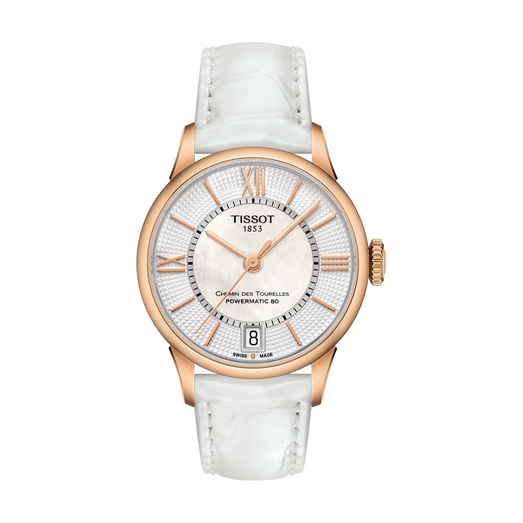 Tissot Chemin des Tourelles Powermatic 80 Lady เชอร์แมง T0992073611800 สีขาวมุก นาฬิกาผู้หญิง