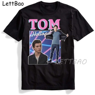 เสื้อยืดแขนสั้นลําลอง ทรงหลวม ลาย Tom Holland สีดํา แฟชั่นฤดูร้อน สไตล์ฮาราจูกุ สําหรับผู้หญิงS-5XL