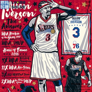 [COD]76ers answer Iverson บาสเกตบอลเสื้อยืดชาย INS TREND Wild streetball คนรักเสื้อยืดแขนสั้นผู้ชายผ้าฝ้ายS-5XL