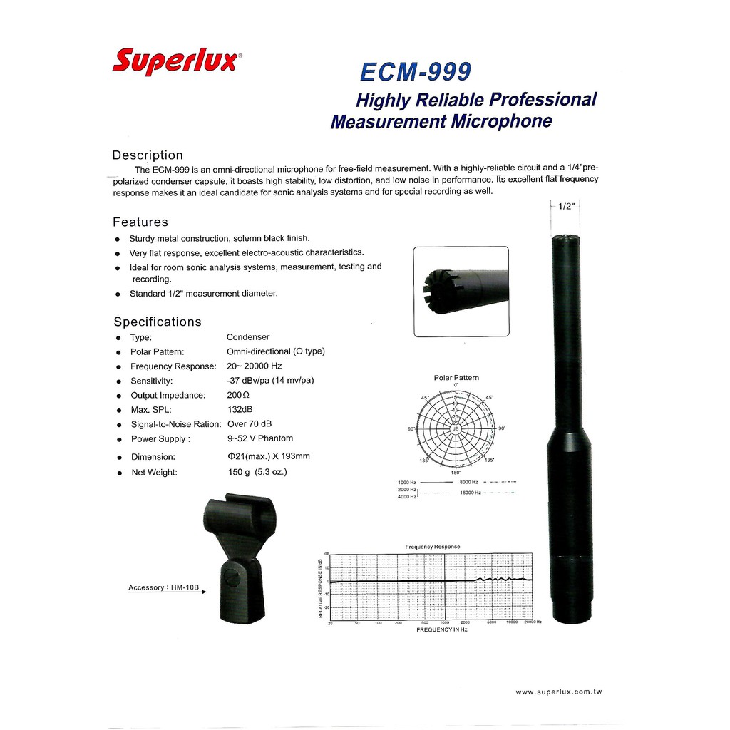 Superlux ECM-999 ไมโครโฟน จูนเสียง ลำโพง แท้ 100 ไมค์ RTA ใช้ไฟ 48V ...