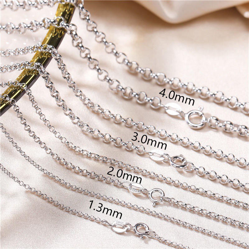 สร้อยคอเงิน 925 คู่ แบบ curb chain สำหรับทั้งผู้หญิงและผู้ชาย หลากหลายขนาด