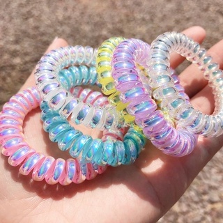 พร้อมส่งมากกว่า 10 สี Cutie Rainbow Hairties ยางผมแบบเกลียวสีรุ้ง สไตล์เกาหลี