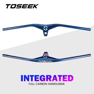 Toseek แฮนด์บาร์ และคอแฮนด์บาร์ คาร์บอน 17 องศา 28.6 มม. สีฟ้า สําหรับจักรยานเสือภูเขา