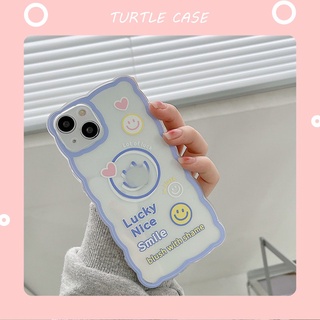 [พร้อมส่ง] เคสโทรศัพท์มือถือ กันกระแทก ลายหน้ายิ้ม สีฟ้า สําหรับ Apple iPhone 14 13 12 11 PROMAX XS XR XSMAX SE2020 6 7 8PLUS MINI