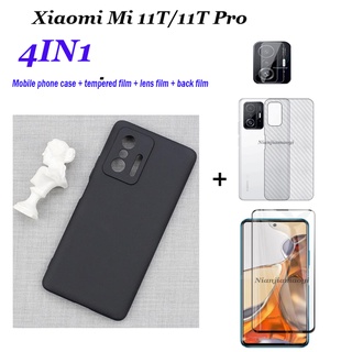 [4In1] เคสโทรศัพท์มือถือ Tpu แบบนิ่มสีดําพร้อมสายคล้องสําหรับ Xiaomi Mi11T Pro