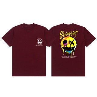 เสื้อยืดผ้าฝ้าย เสื้อยืดแขนสั้น พิมพ์ลายหน้ายิ้ม สีขาว สําหรับผู้ชาย