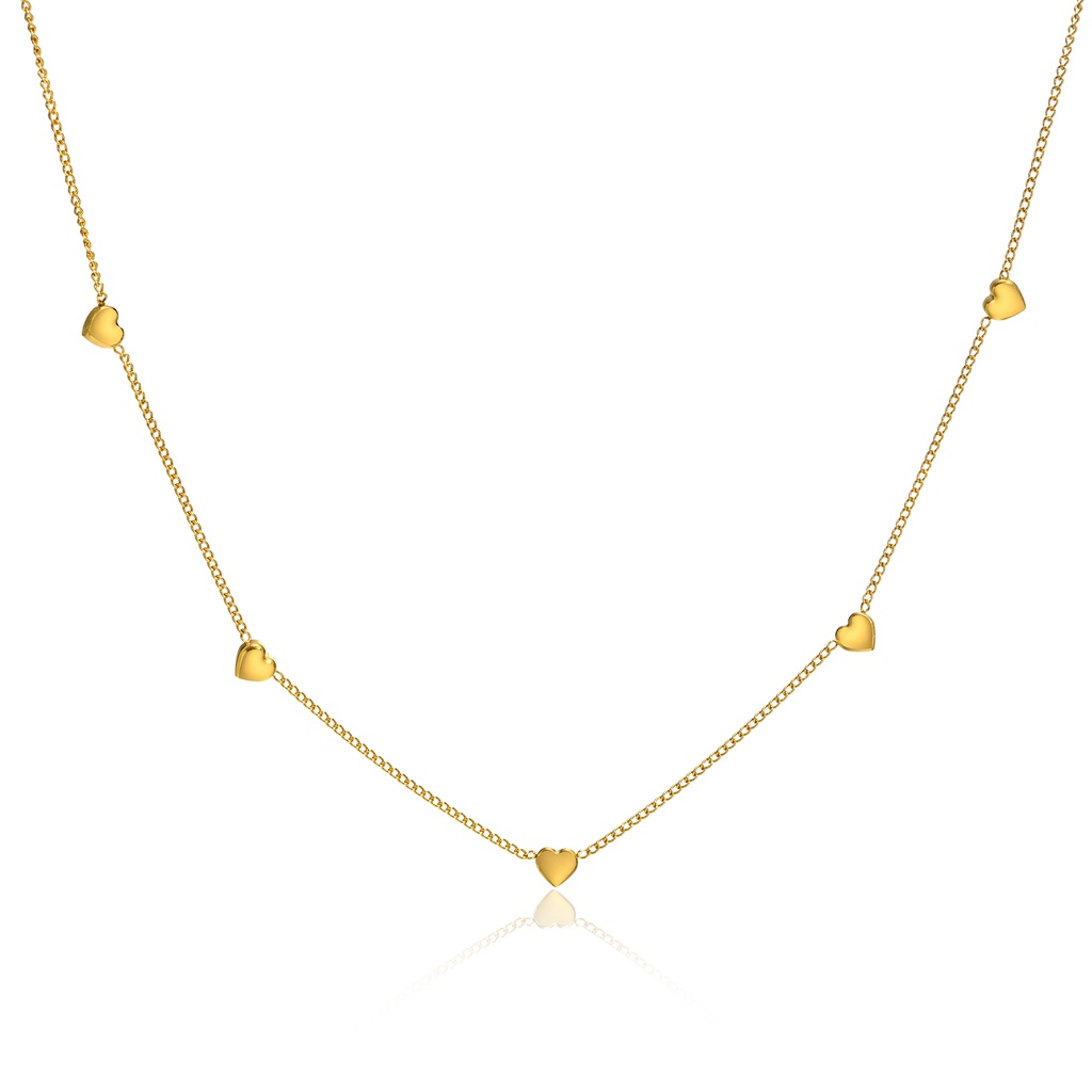 Vnox สร้อยคอโซ่ ทอง 18K จี้รูปหัวใจ เครื่องประดับ สําหรับผู้หญิง