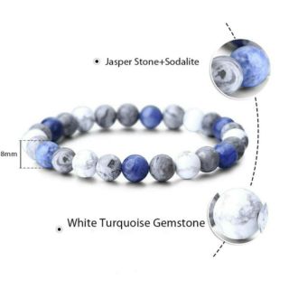 กำไลข้อมือหินแท้ หินธรรมชาติ กำไบหินสายมู Sodalite Howlite Map Jasper