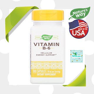 [ วิตามินบี 6 ] - Natures Way, Vitamin B-6, 50 mg x 100 แคปซูล (Capsule)