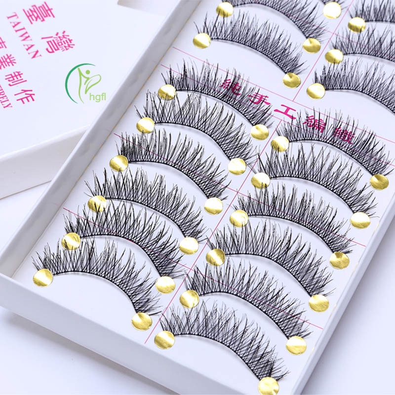 HYP 10 Pairs Makeup Handmade Natural Long False Eyelashes Eye Lashes ...