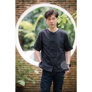 เสื้อพื้นเมืองเสื้อผ้าฝ้ายคอกลมกระดุม5เม็ด