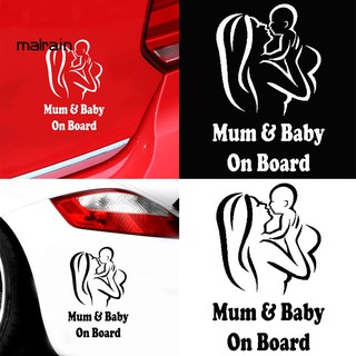 สติกเกอร์สะท้อนแสง ลาย Mal Mum Baby on Board สําหรับตกแต่งหน้าต่างรถยนต์