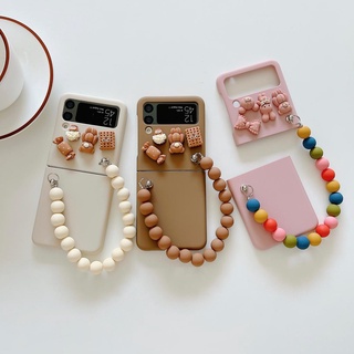 Jiehui เคสโทรศัพท์มือถือ ลายการ์ตูน สามมิติ พร้อมสร้อยข้อมือ แฟชั่น สําหรับ Samsung Z Flip4 Z Flip3