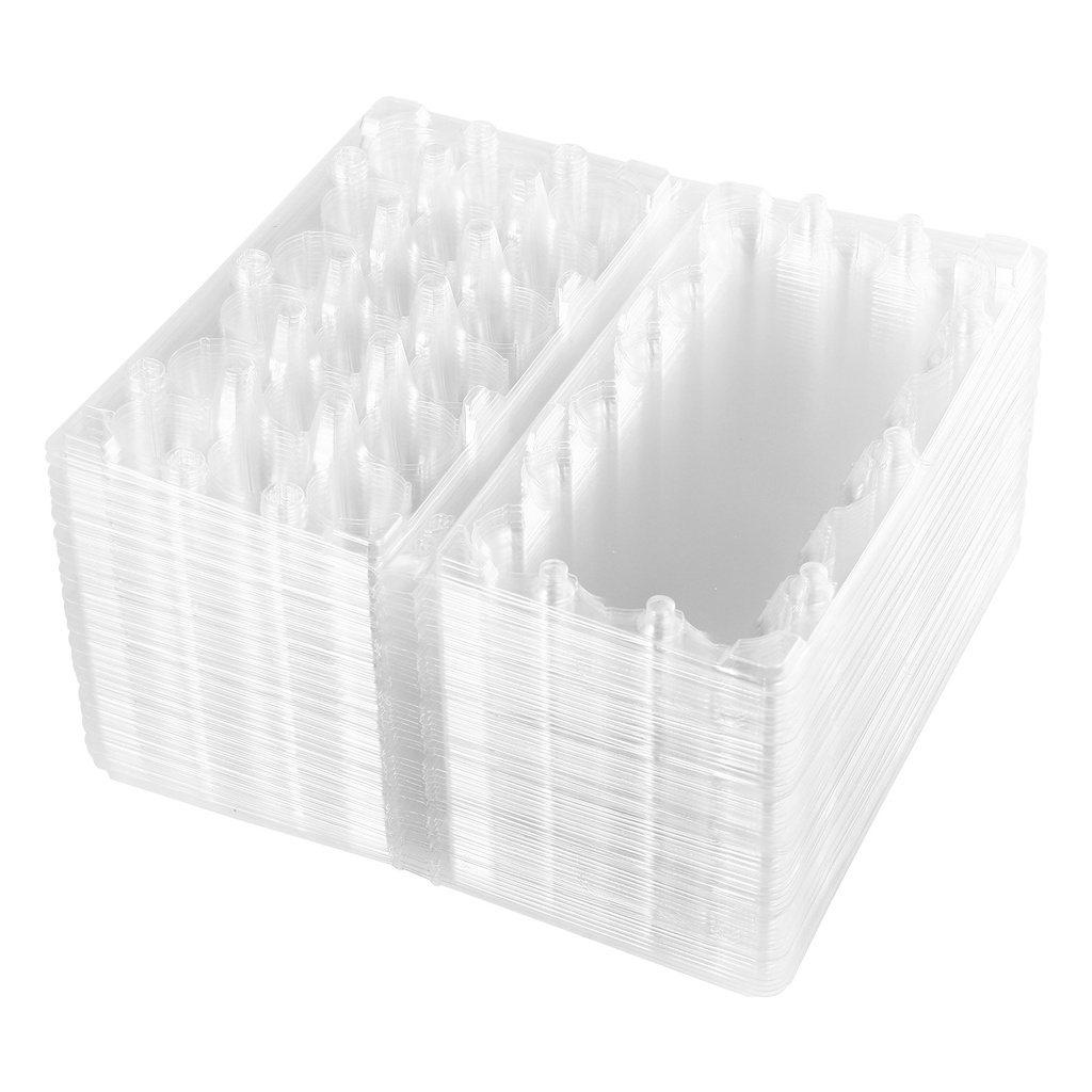BESTONZON 50 Pcs 18 Grids Quail Egg Storage Box Plastic Transparent Egg