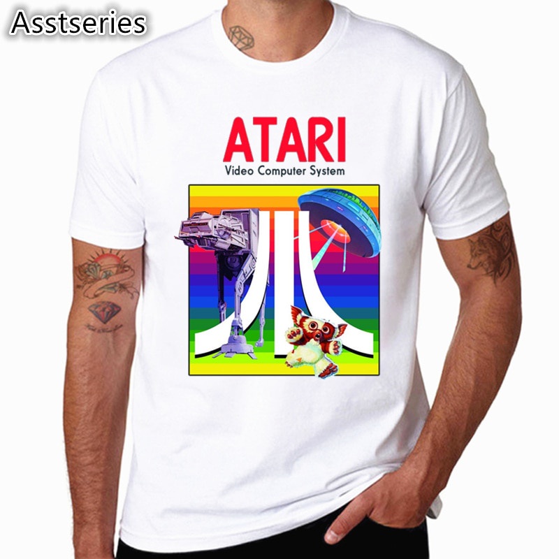 เสื้อผู้ชายเท่ - Atari พิมพ์อาตาริผู้ที่ชื่นชอบอาเขต Atari เกมเสื้อยืดผู้ชายฤดูใบไม้ผลิฤดูร้อน Tees