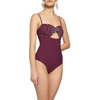 Angelys Balek ชุดว่ายน้ำ Embellished Twist Top Swimsuit  รุ่นFW20SW007059013 สีม่วงเข็ม