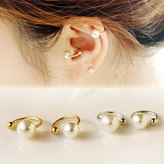 1 ชิ้น(1pcs) คลิปหู Ear Clip Cuff Pearl No Piercing Earrings Women DDE51