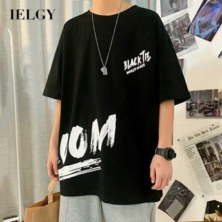 Ielgy เสื้อแขนสั้น ทรงหลวม สไตล์ฮ่องกง อินเทรนด์ ฮาราจูกุ เข้ากับทุกชุด สําหรับเด็กผู้ชาย