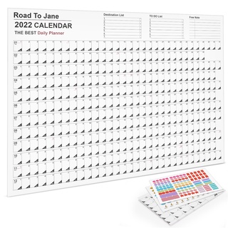 2022 ปี Daily ตารางปฏิทินผนัง Planner กระดาษเตือน, Daily Plan กระดาษ 2 แผ่น EVA Mark สติกเกอร์สำหรับ Office School Home Supplies