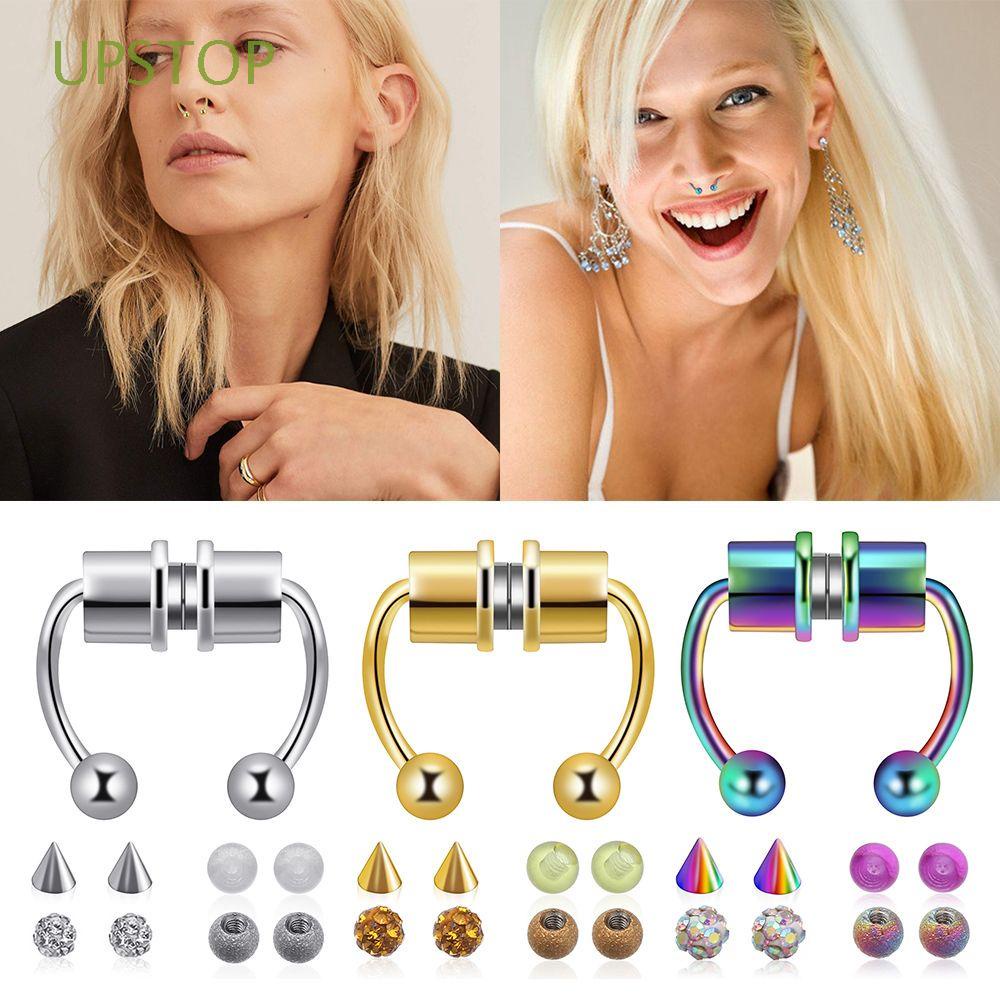 Boucles De Nez En Acier 316L – 2 Pièces 20G 7/8mm – Chevalière Et Segment à Charnière Pour Septum, Helix, Lèvre