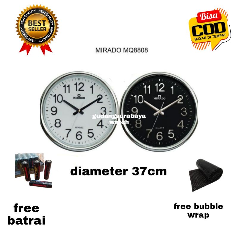 นาฬิกาแขวน Mirado 8808 คุณภาพดั้งเดิม เส้นผ่านศูนย์กลาง 37 ซม