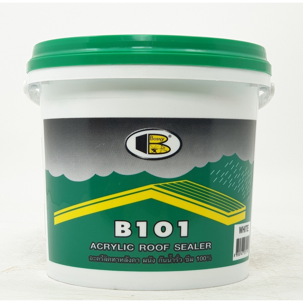 กาวอะครีลิคทาหลังคา Bosny Acrylic roof sealer B101 (ขนาด4.5กก.) ทาดาดฟ้า กันน้ำรั่ว-ซึม100%
