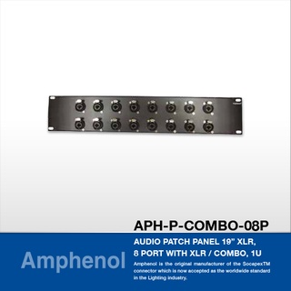 Amphenol APH-P-COMBO-08P Audio Patch Panel 19” XLR, 8 Port with XLR / Combo, 1U