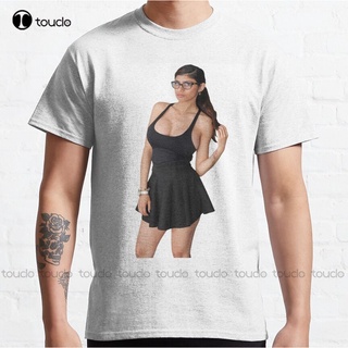 เสื้อยืดครอปใหม่ เสื้อยืดลําลอง ผ้าฝ้าย 100% แขนสั้น พิมพ์ลาย Mia Khalifa Beauty In Black สไตล์คลาสสิกS-5XL