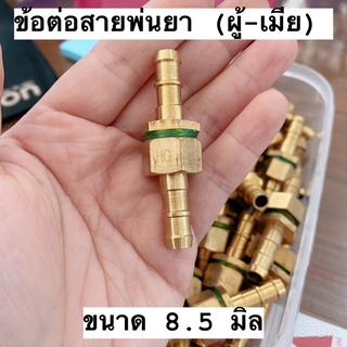 ข้อต่อสายพ่นยาทองเหลือง (ตัวผู้ ตัวเมีย) 1 ชุด ขนาด 8.5 มิล