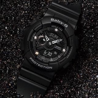 Casio Baby-G นาฬิกาข้อมือผู้หญิง สายเรซิ่น รุ่น BA-135DD-1A - สีดำ