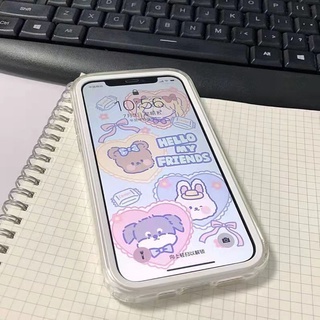 3 In 1 Candy Color Phone Case for iPhone 16 15 14 13 12 11 Pro Max XR XS Max 6 7 8 Plus SE 2 3 เคสใสซิลิโคนนิ่ม