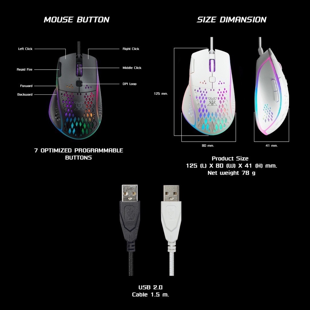 เมาส์มาโคร NUBWO X42 SOLAKA RGB Mouse Macro เมาส์เกมมิ่ง ประกันศูนย์ 2 ปี