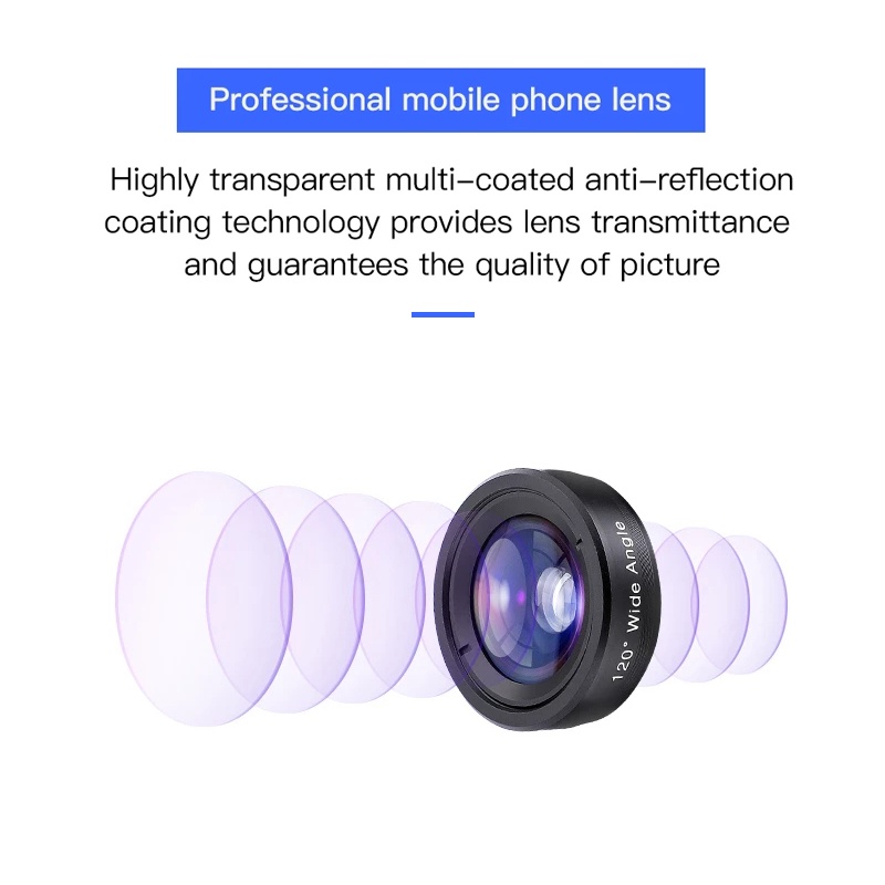 เลนส์กล้องมือถือ เลนส์มุมกว้าง 0.45X เลนส์มาโคร 15X เลนส์เสริมกล้องสำหรับมือถือ หน้าชัดหลังเบลอ - รูปที่ 7