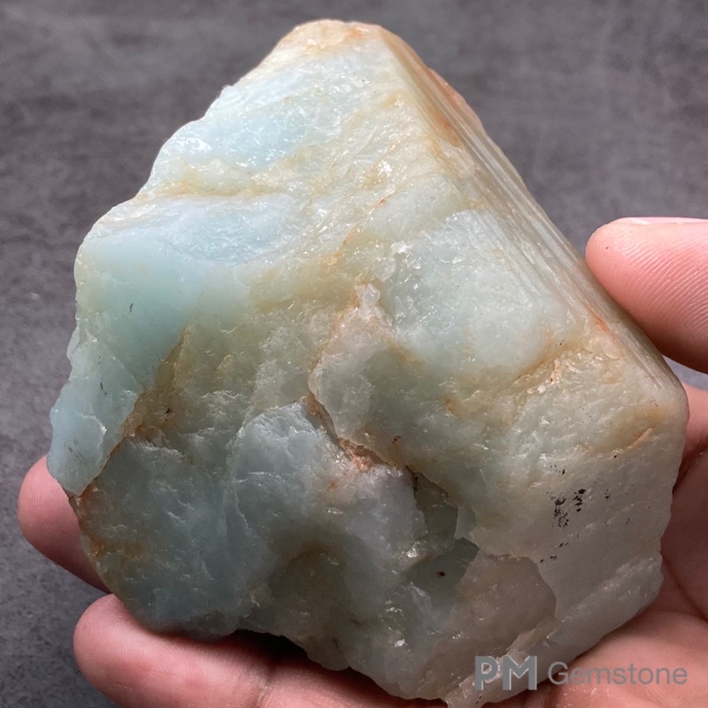 AQU313 อความารีน ( Aquamarine ) ของแท้ หินมงคล หินสี หินธรรมชาติ แร่ พลอยดิบ ของสะสม หินนำโชค หินเสร