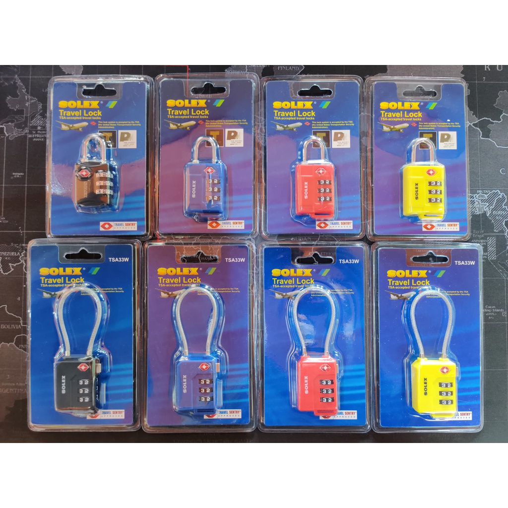 กุญแจรหัส กุญแจล็อคกระเป๋าเดินทาง SOLEX รุ่น TSA Travel Lock ของแท้ TSA 33 TSA 33W