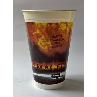 แก้วน้ำพลาสติกขนาดประมาณ 16oz ของสะสมจาก Mc Donald เรื่อง ‘Armageddon’ ของเก่ามีตำหนิ โปรดตรวจสอบทุกภาพ_มือ2