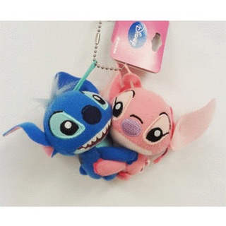 แท้ 100% จากญี่ปุ่น พวงกุญแจ สติทช์ Disney Stitch and Angel Plush Doll Ball Chain