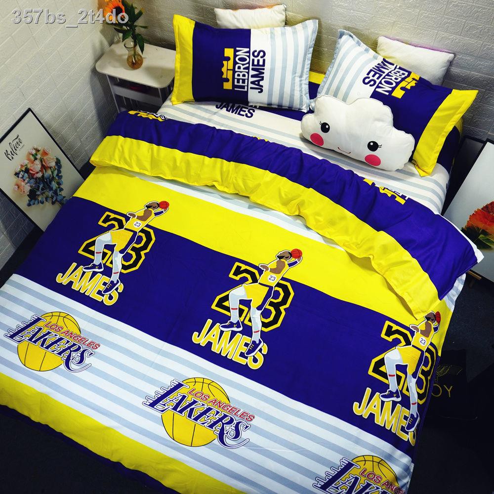 NBA Quilt Coverผ้าห่มชุดเครื่องนอนสี่ชิ้น NBA บาสเก็ตบอล Lakers ชุด