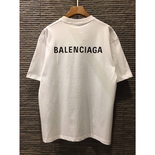 BALENCIAGA BACK LOGO PRINT T-SHIRT เสื้อยืดคอกลมแขนสั้น แบรนด์บาลองเซียก้า สกรีนตัวหนังสือโลโก้ด้านหลัง สีขาว