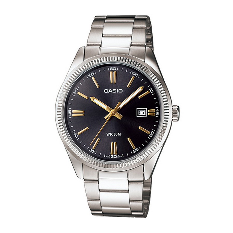 Casio Standard นาฬิกาข้อมือผู้ชาย สายสแตนเลส รุ่น MTP-1302,MTP-1302D,MTP-1302D-1A2 - สีดำ