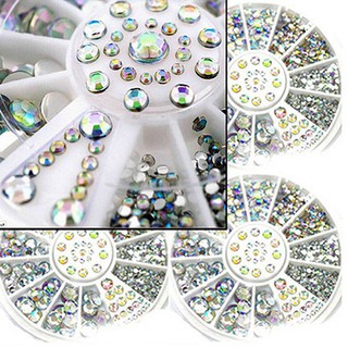 1 ล้อ 5 สีขนาดสีขาว DIY เล็บเคล็ดลับ Art 3D Decor Glitter Rhinestones