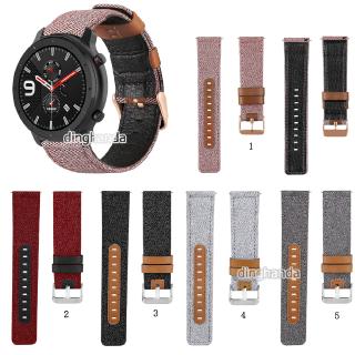 สายหนังแท้ทำจากผ้าแคนวาส Huami Amazfit GTR 47mm GTR2 GTR 2e GTR 3 Pro