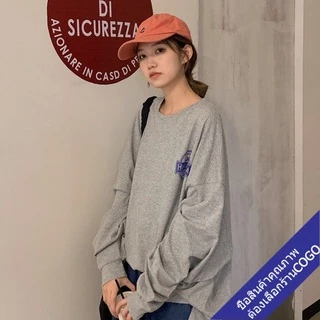 เสื้อยืดแขนยาวผู้หญิง oversize ฮิปฮอป เสื้อโอเวอร์ไซส์เกาหลี แฟชั่นวัยรุ่น สกรีนตัวหนังสือ xxl